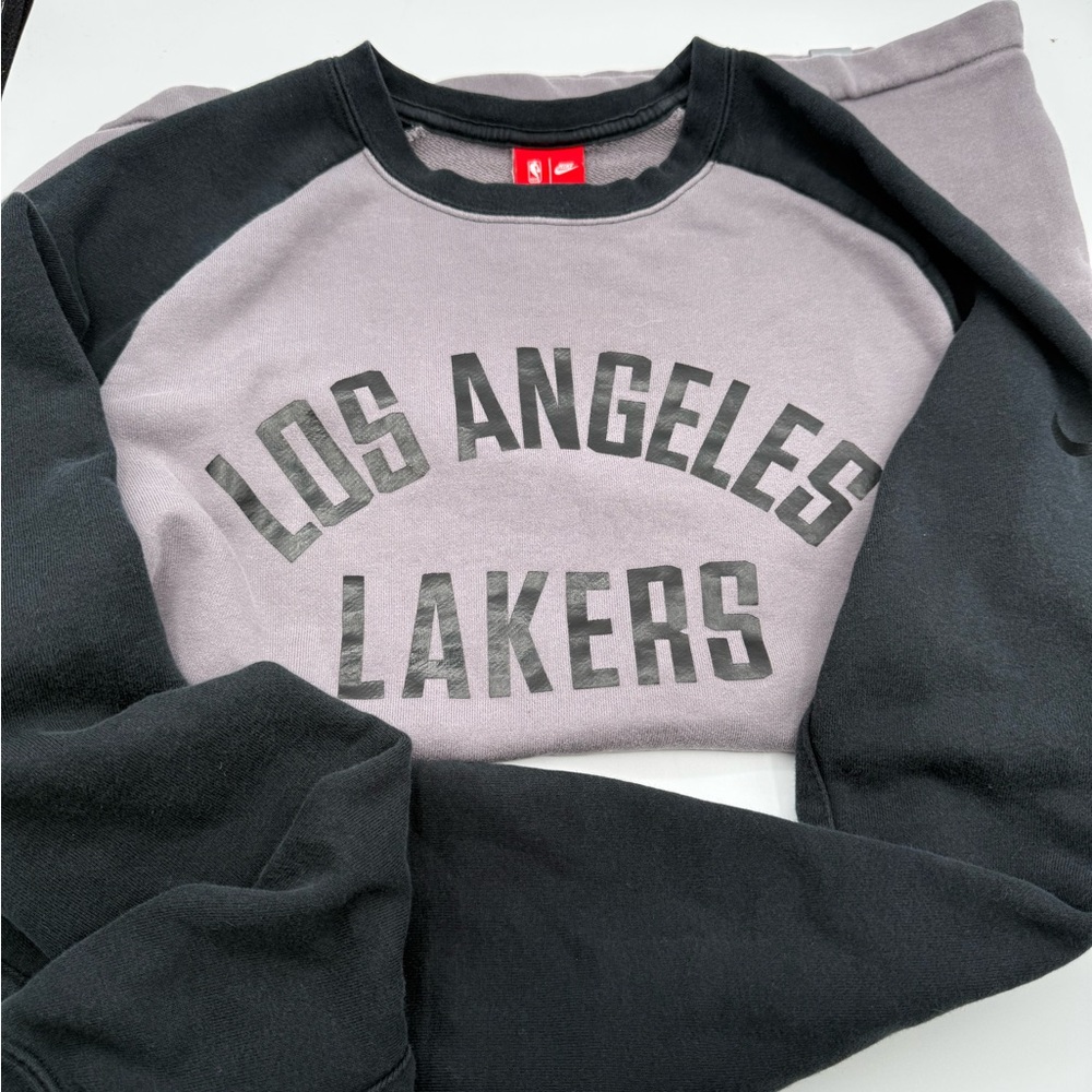 Nike Black and Gray Los Angeles Lakers Crewneck Sweater